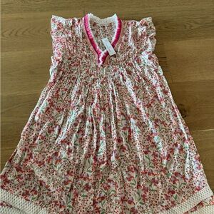 Poupette St Barth Floral Kids Dress - Pink and White